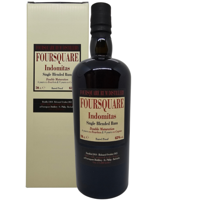 foursquare indomitas single blended rum double maturation 6 years ex bourbon & 9 years ex cognac